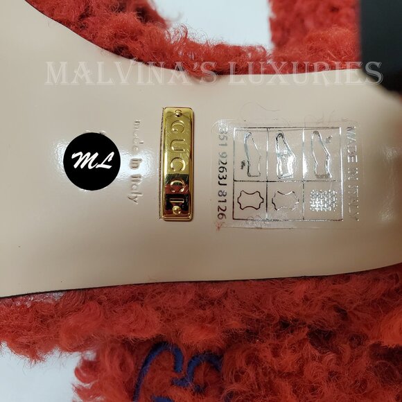 GUCCI SHOES ADIDAS TREFOIL GG LOGO SHEARLING EFFECT SLIDE SANDALS sz 39.5 9.5 - Picture 13 of 16